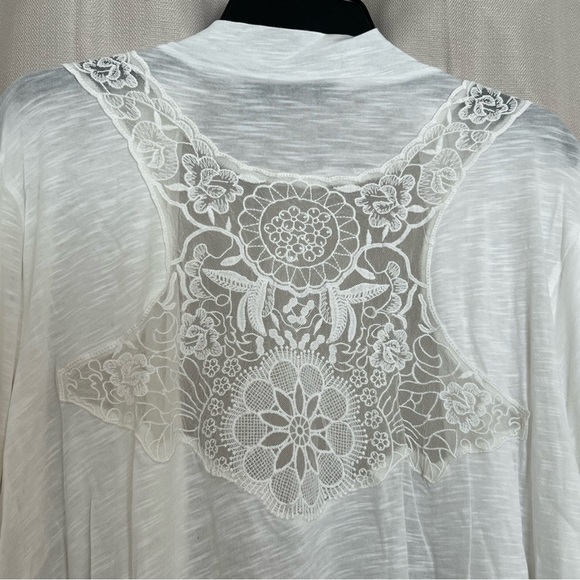 Bay Studio Plus White Open Front Cardigan with Crochet Lace Back 3X - Picture 3 of 6